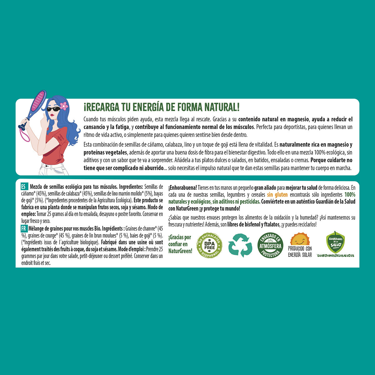 Mezcla de Semillas SmartMix Protein Bio NaturGreen 175 g