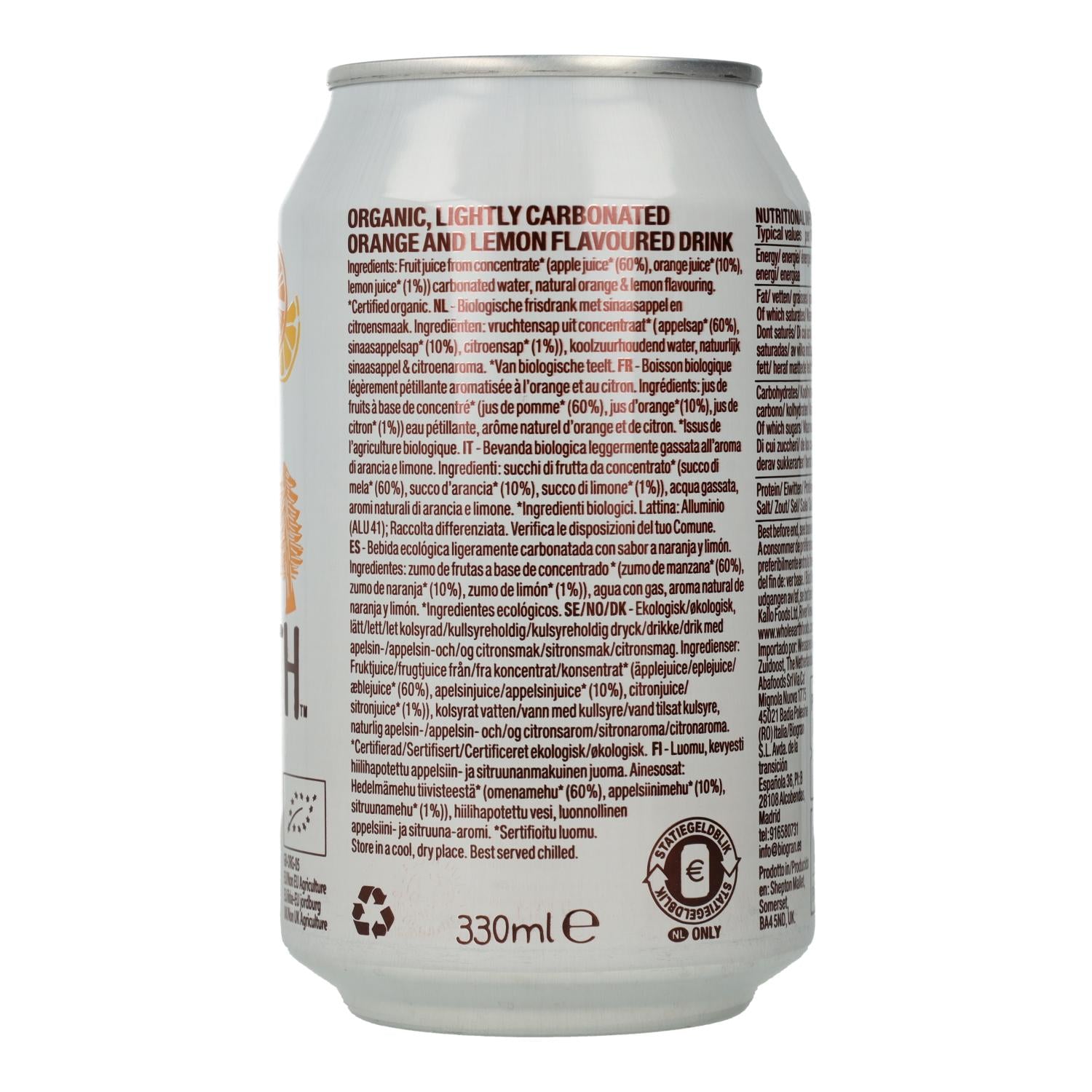 Refresco Bio Naranja y Limón Whole Earth 330 ml