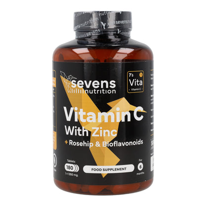 Vitamine C avec Zinc, Bioflavonoïdes et Cynorhodon Sevens Nutrition 180 gélules