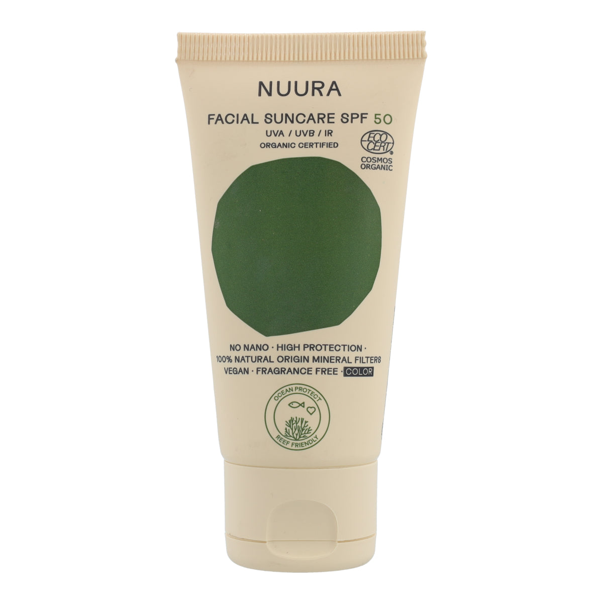 Crème Solaire Visage Teintée SPF50 Tube Nuura 50 ml