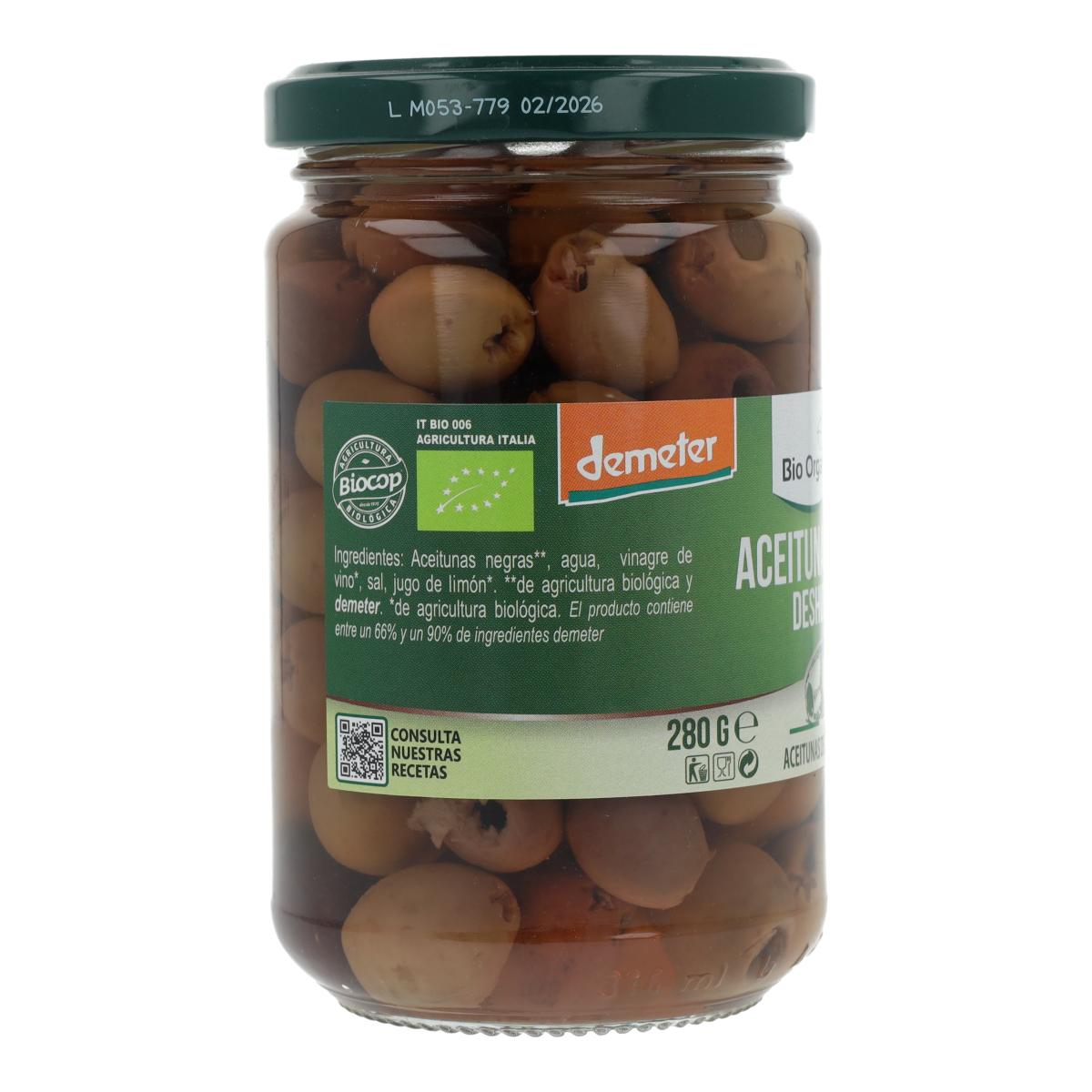 Aceituna Negra Deshuesada Bio Demeter Organica Italia 280 gr