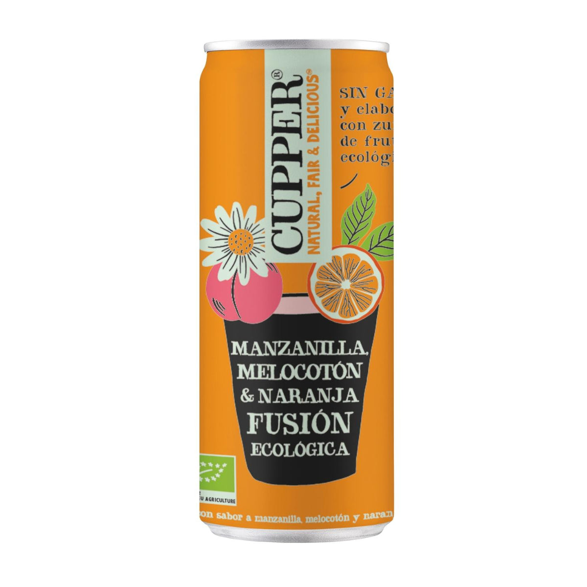 Pack x 12 Refresco Manzanilla, Melocotón y Naranja Bio Cupper 250 ml