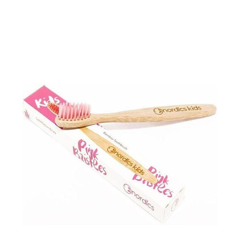 Cepillo dental bambú niños Rosa Nordics Oral Care