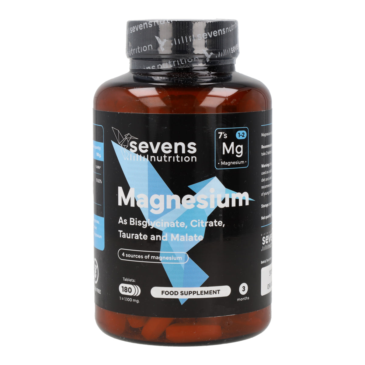 Magnesium Complex Bisglycinate Citrate Taurate et Malate Sevens Nutrition 180 gélules