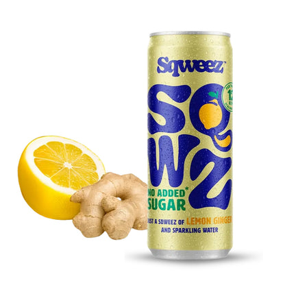 Bebida sabor jengibre limón baja en calorías SQWZ 250ml