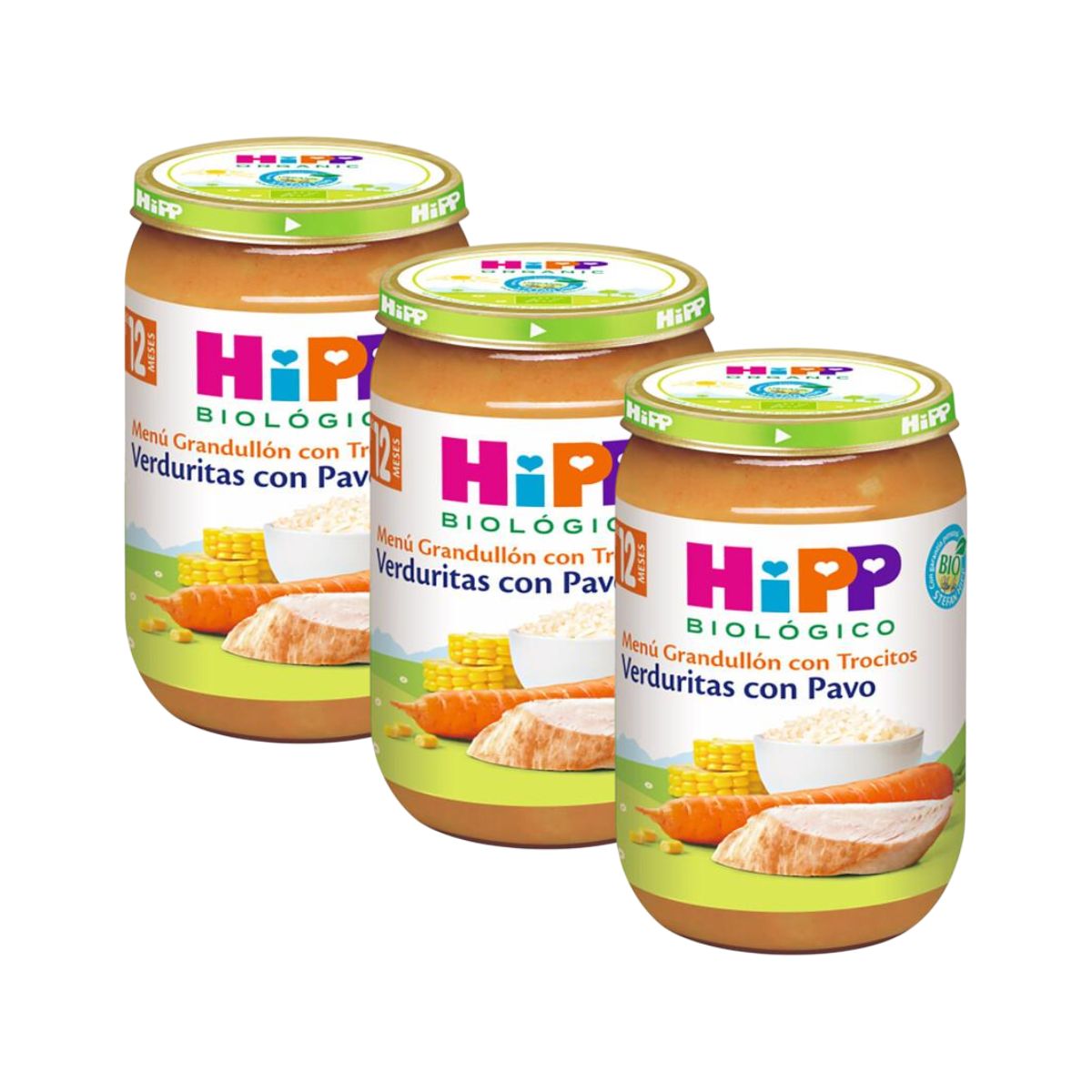 Pack x 3 Tarrito de verduritas con pavo bio +12 meses HiPP 220 g