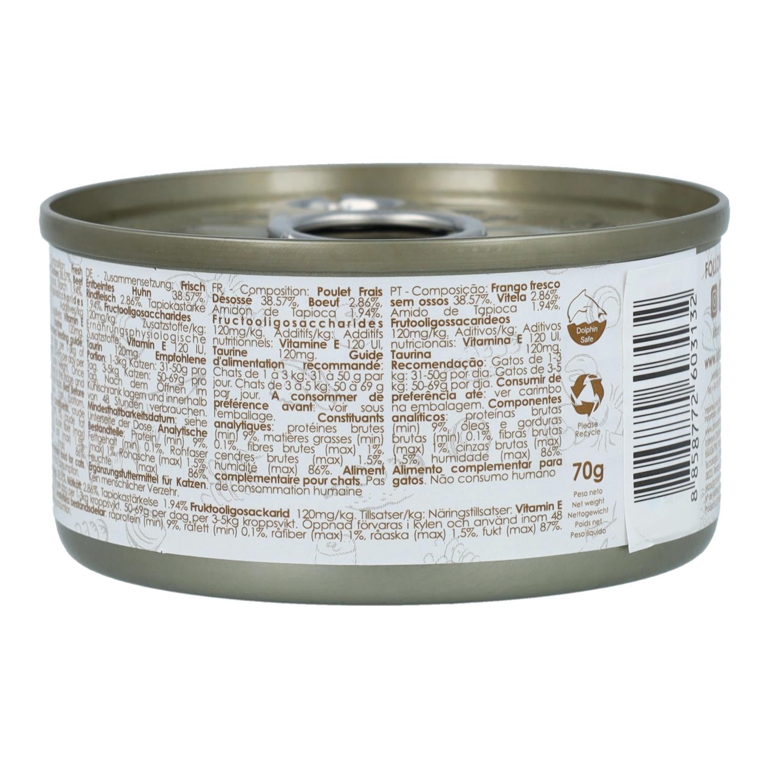 Kit Cat Lata Gravy - Pollo & Ternera 70 g Comida húmeda para gatos en salsa