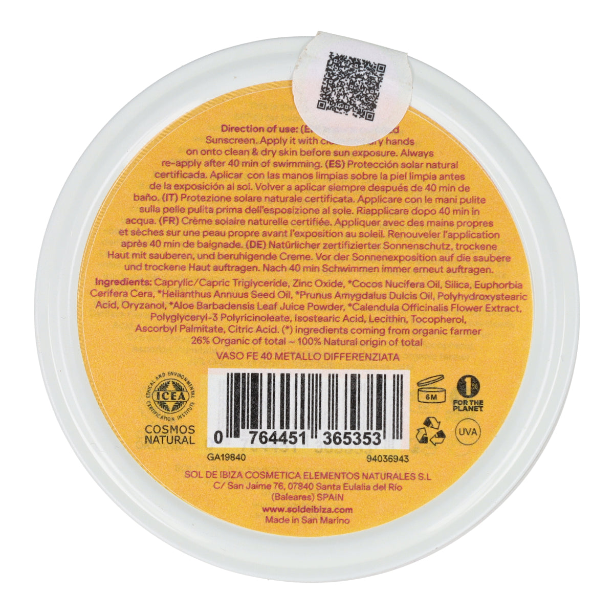 Crème solaire tout-en-un pour bébés de 0 mois SPF30 Sol de Ibiza BIO 100 g
