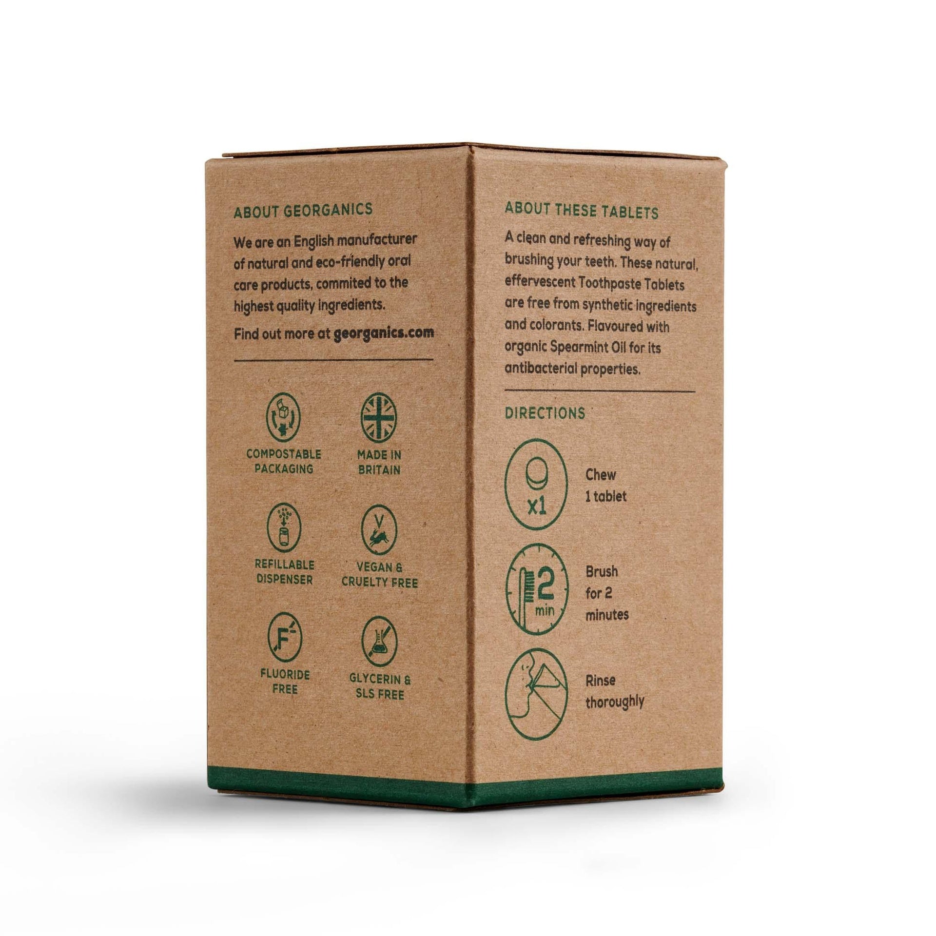 Dentífrico Natural en Tabletas sabor Hierbabuena Georganics  120 tabletas