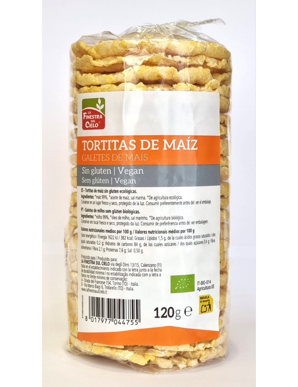 Galettes de maïs salées sans gluten La Finestra Sul Cielo 120 g