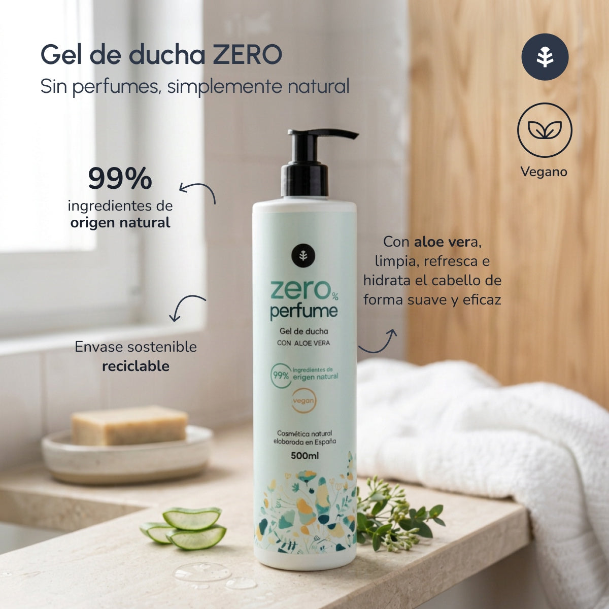 Gel douche Aloe Vera non parfumé Planet Orchard 500 ml