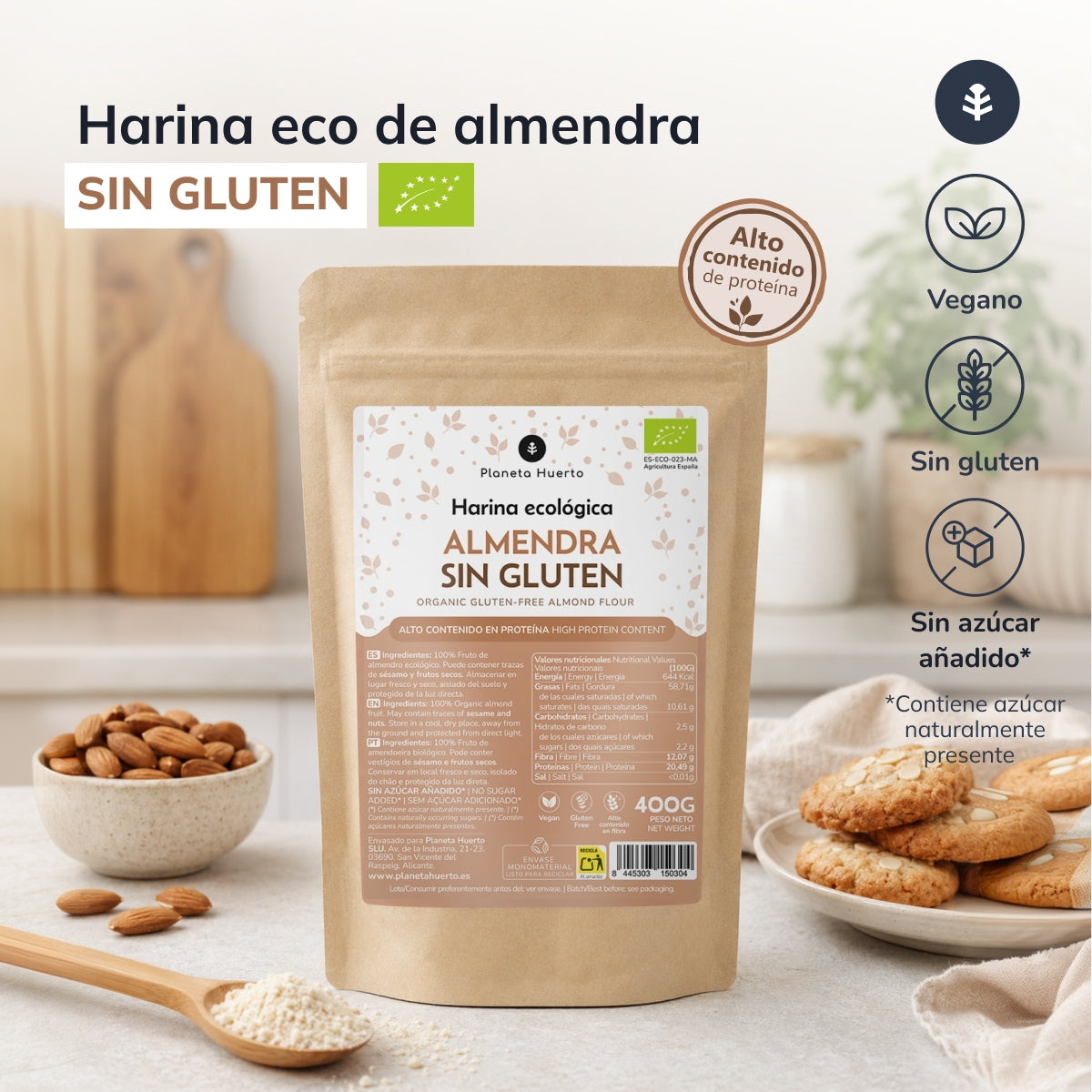 Farine d'amande sans gluten ECO Planeta Huerto 400g