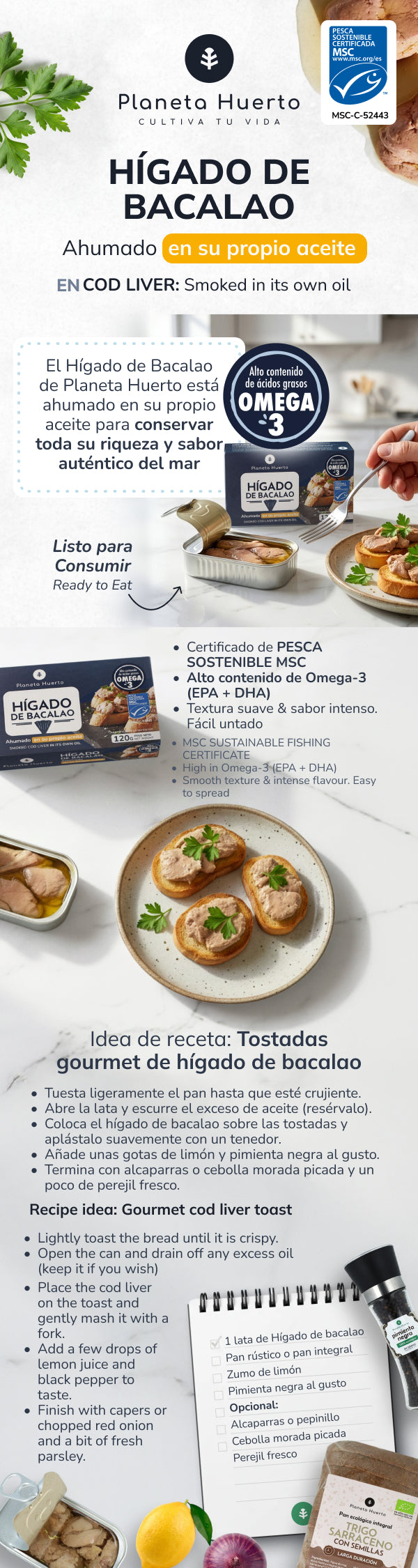 Foie de morue dans son huile Planeta Huerto 120 g