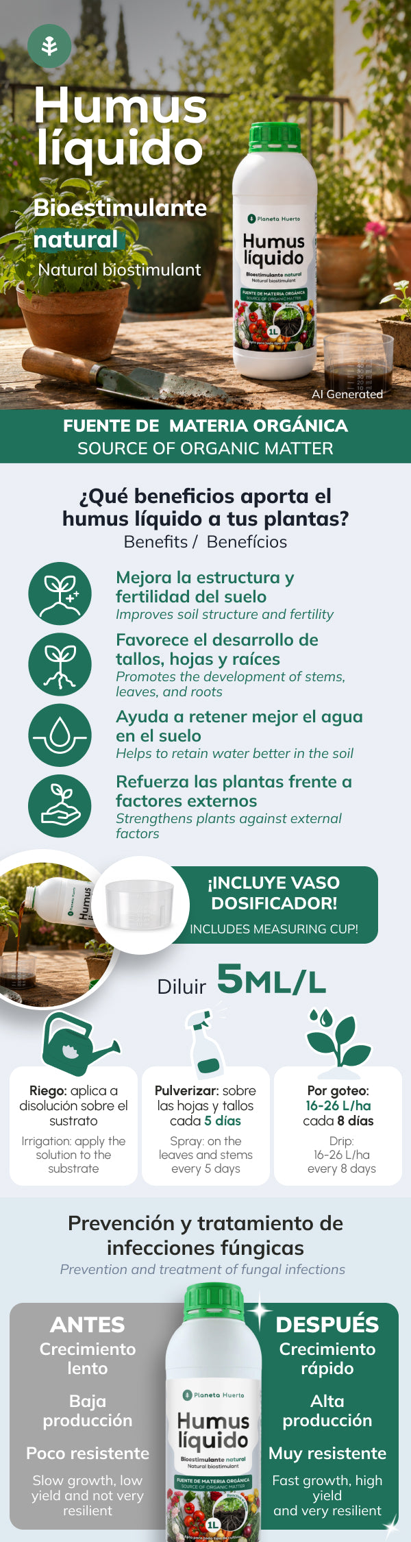 Humus Liquide Biostimulant Naturel 1L Planeta Huerto