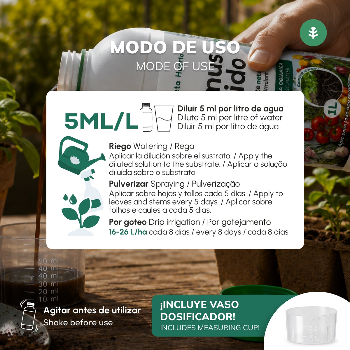 Humus Liquide Biostimulant Naturel 1L Planeta Huerto