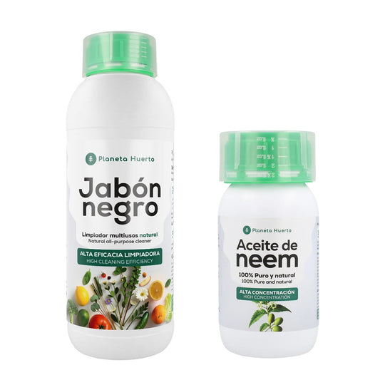 Pack Savon noir liquide 1L + Huile de Neem 250 ml Planeta Huerto