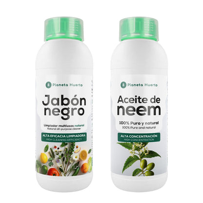 Pack Savon Noir Potassique 1L + Huile de Neem 1L Planeta Huerto