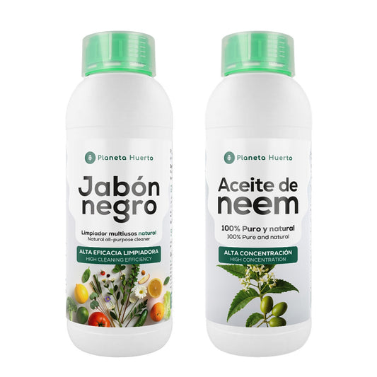Pack Savon Noir Potassique 1L + Huile de Neem 1L Planeta Huerto
