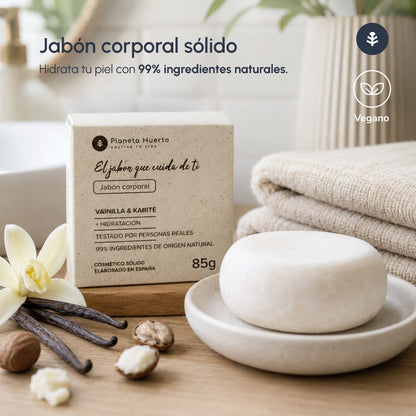 Savon corporel solide Vanille et beurre de karité Planeta Huerto 85 gr