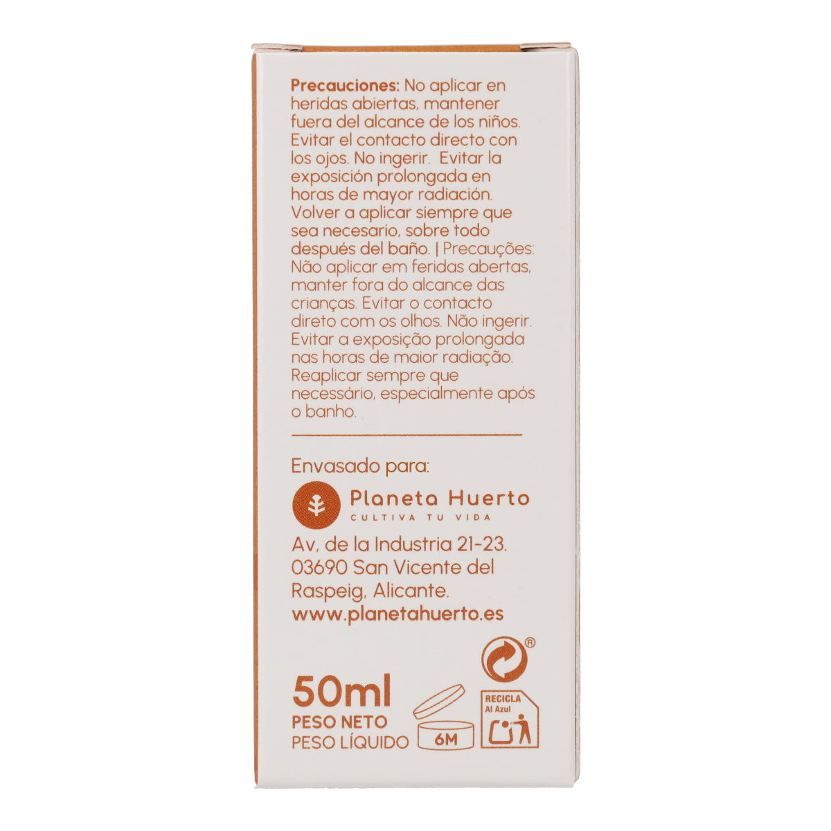 Crème solaire visage 100 % minérale SPF50 Planeta Huerto 50 ml