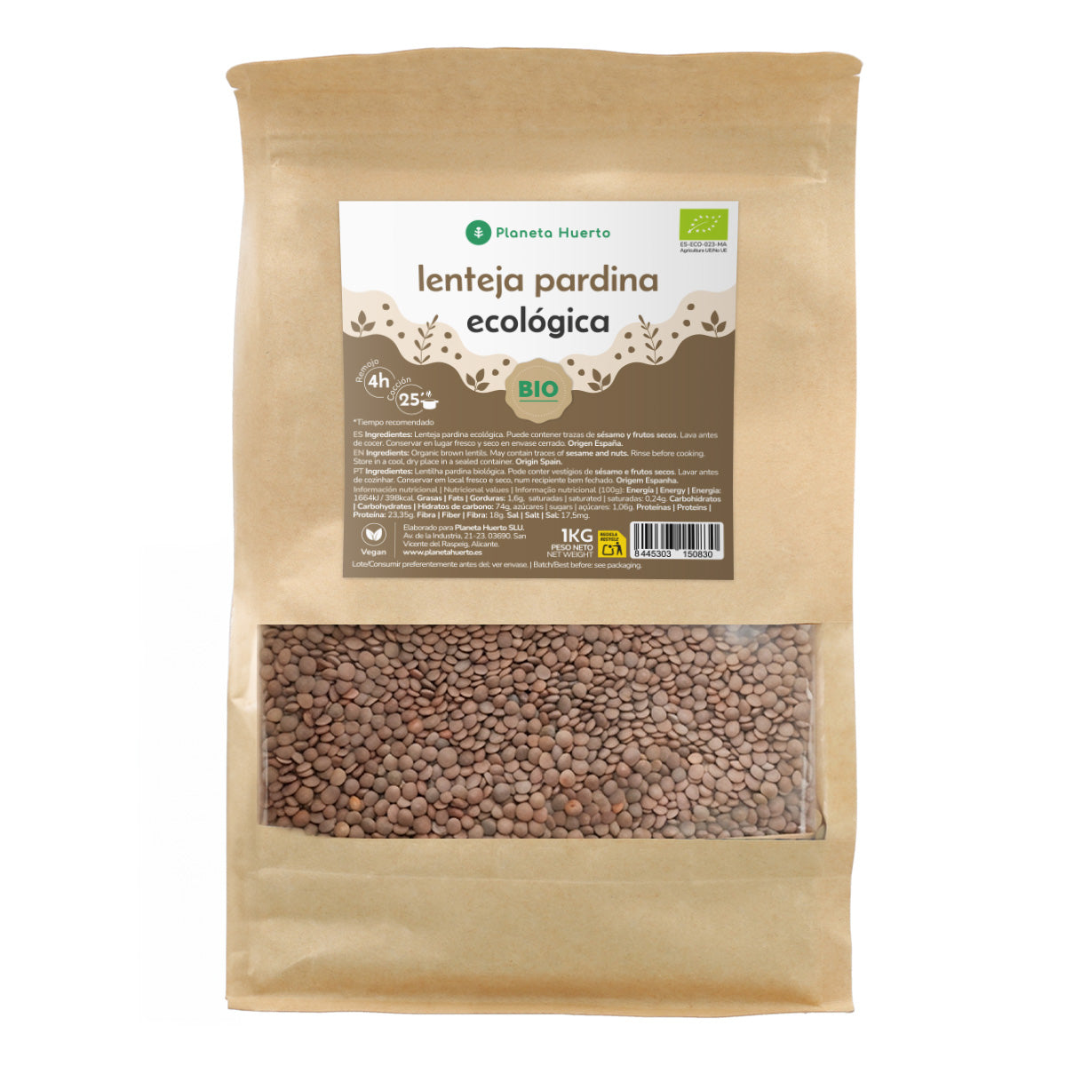 Lentilles Pardina ECO Planeta Huerto 1kg