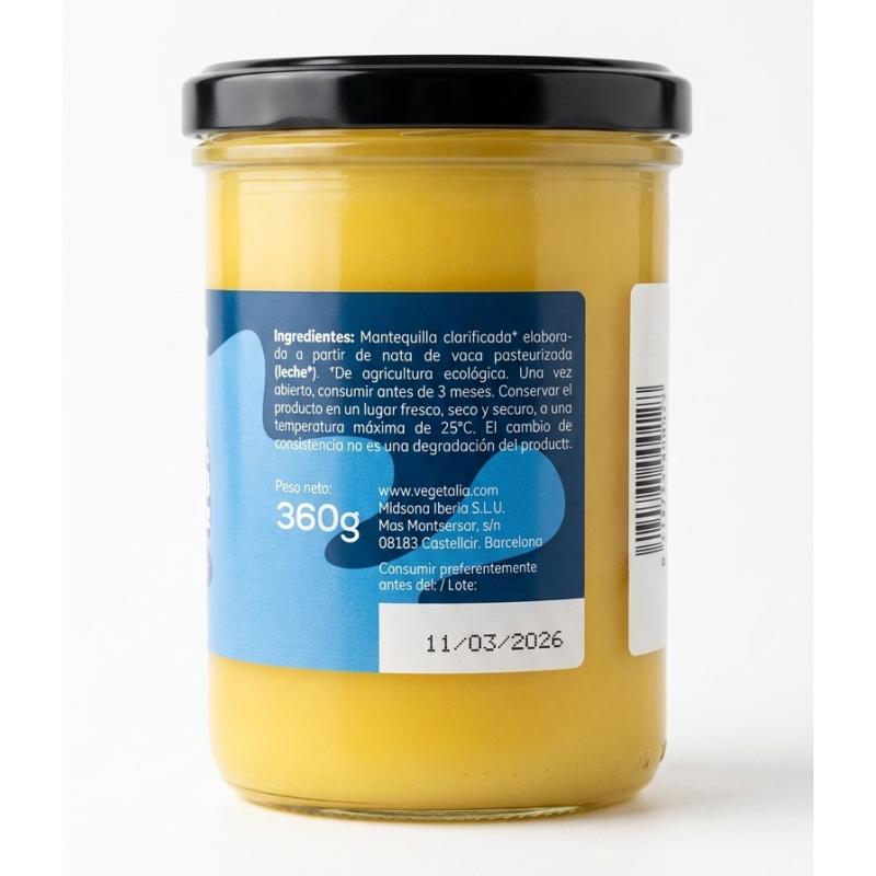 Beurre clarifié Ghee 100 % naturel Vegetalia 450 ml