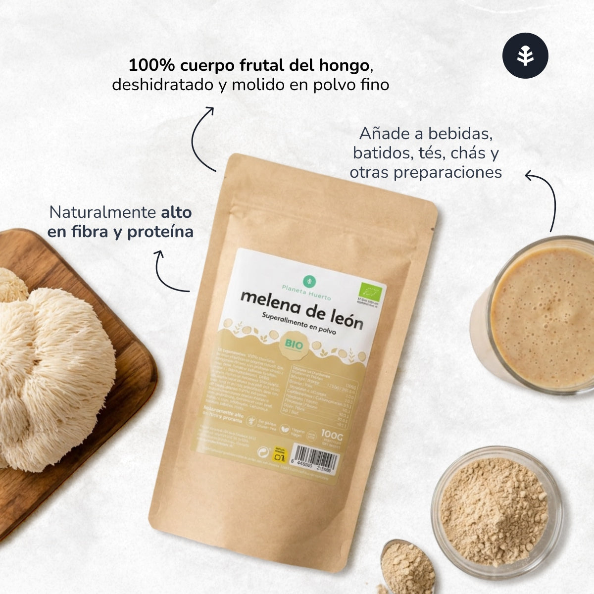 Crinière de lion en poudre 100% BIO Planeta Huerto 100 g