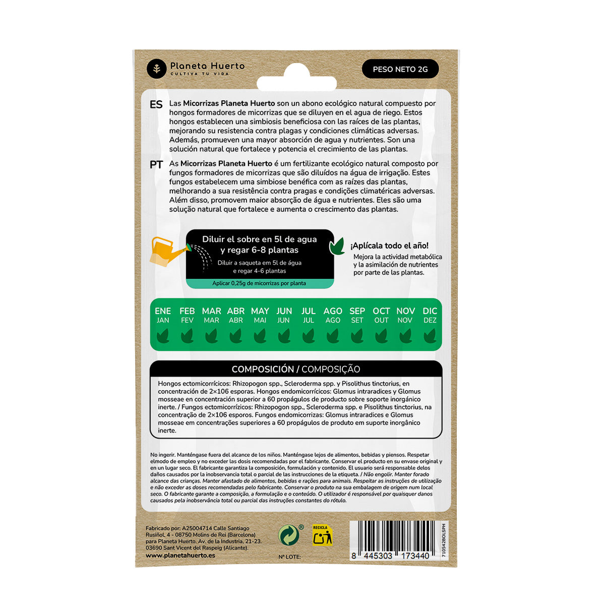 Mycorhizes Planeta Huerto Sachet pour 2 L