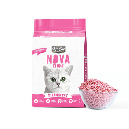 Pack 2x Kit Cat Litière Eco SoyaClump Pack Économique - Fraise 7 L Litière pour chats