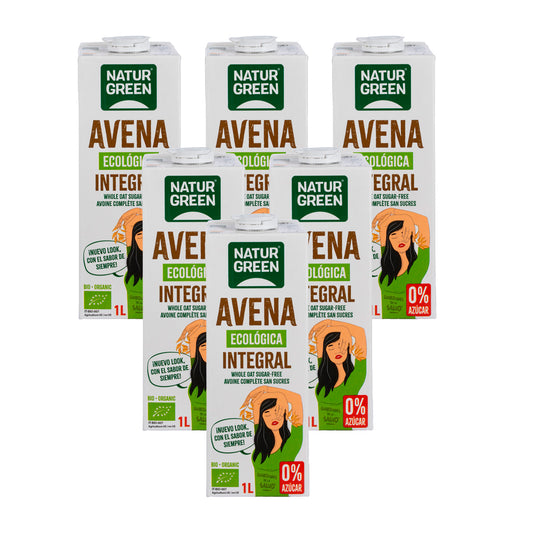 Pack 6 unités Boisson à l'avoine complète 0 % sucres Bio NaturGreen 1 L