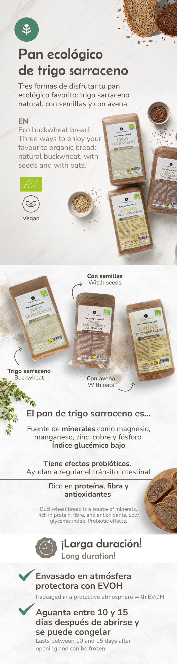 Pain complet au sarrasin ECO Planeta Huerto 500 g