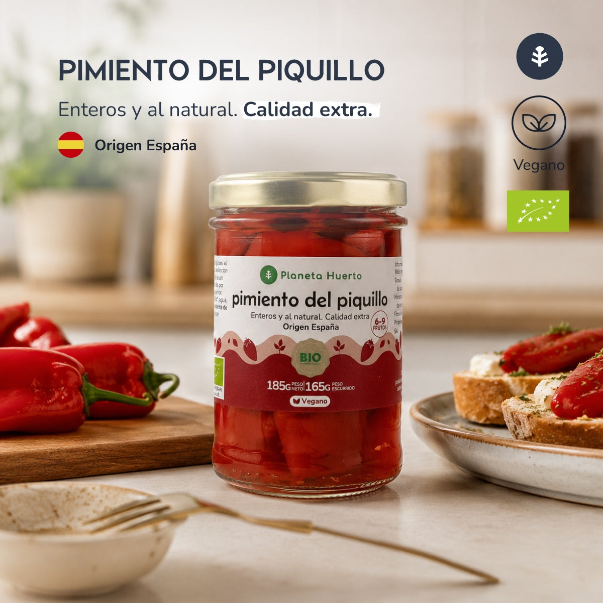 Poivrons piquillos entiers ECO Planeta Huerto 185 g