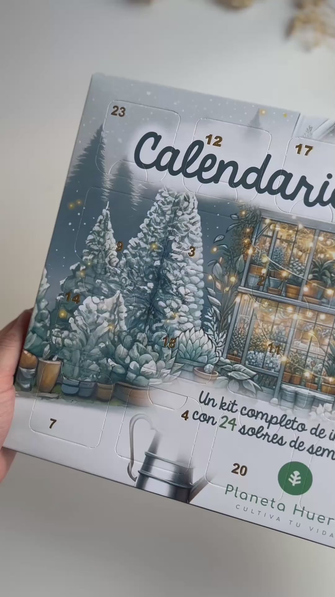 Calendrier de l'Avent de Noël avec graines et mini-serre Planeta Huerto