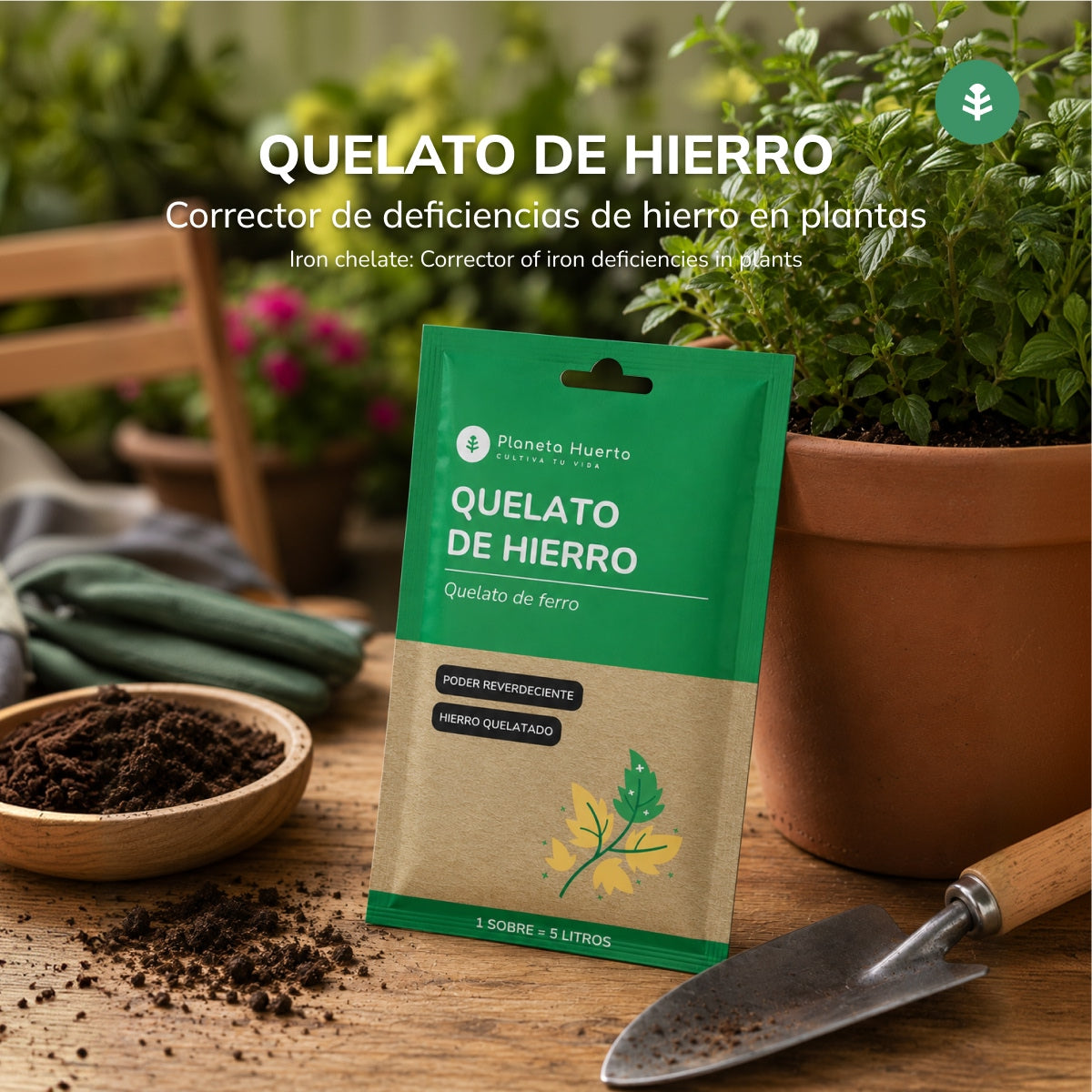 Pack de chélate de fer soluble Planeta Huerto 5 unités pour 25 L