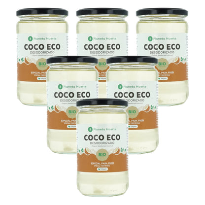 Lot de 6 bouteilles d'huile de coco désodorisée ECO Planeta Huerto 500 ml