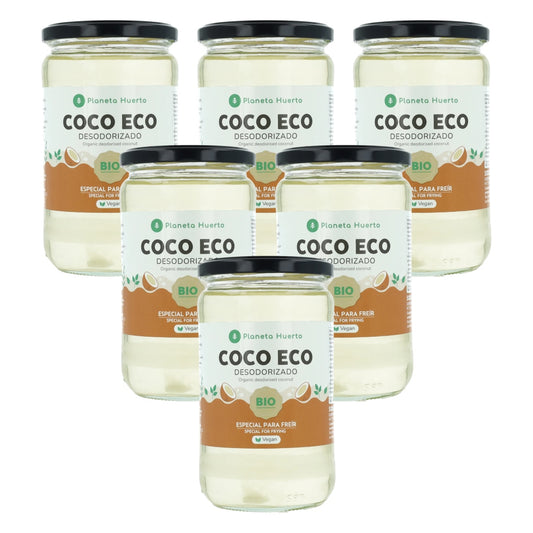 Lot de 6 bouteilles d'huile de coco désodorisée ECO Planeta Huerto 500 ml