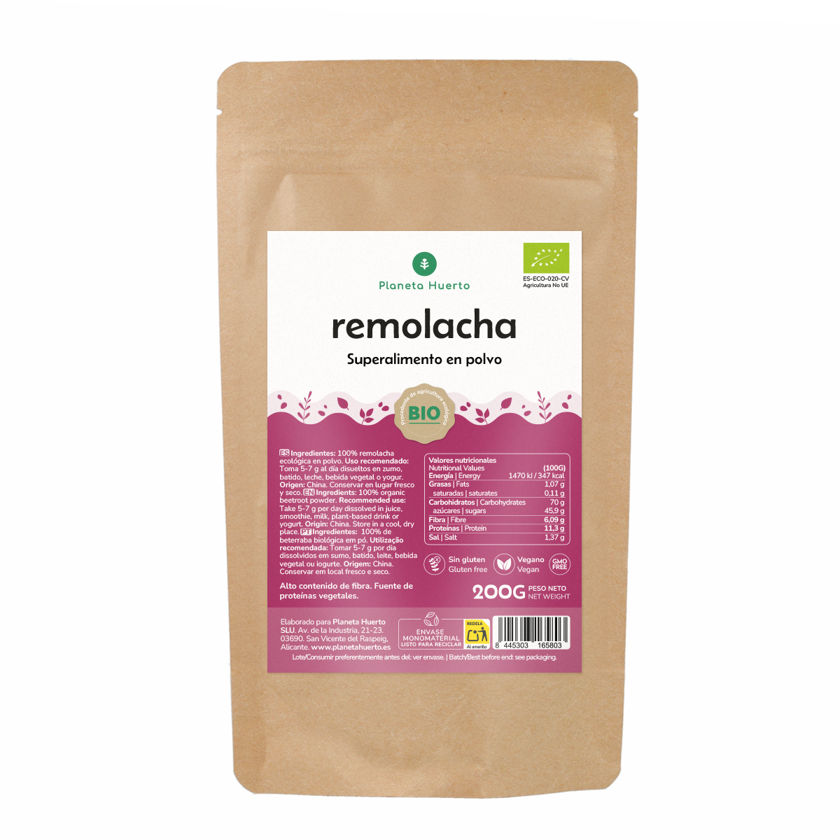 Poudre de betterave Eco Planeta Huerto 200 g