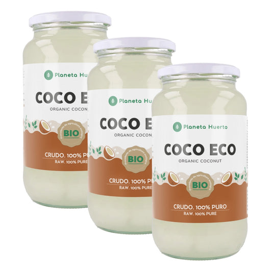 Pack 3x Huile de coco vierge ECO Planeta Huerto 1L