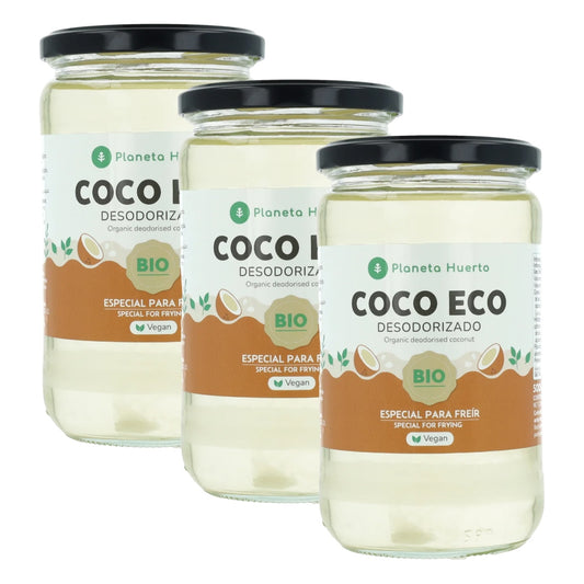 Pack 3xHuile de coco désodorisée biologique ECO Planeta Huerto 500 ml
