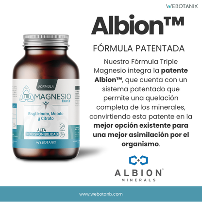 Triple magnésium (bisglycinate, malate et citrate) formule végétalienne, WeBotanix, 120 gélules