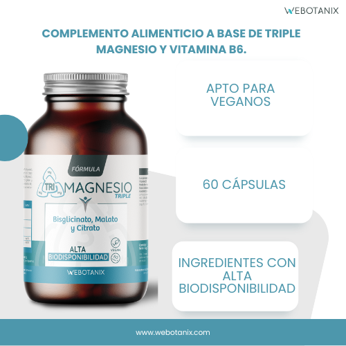 Triple magnésium (bisglycinate, malate et citrate) formule végétalienne, WeBotanix, 120 gélules