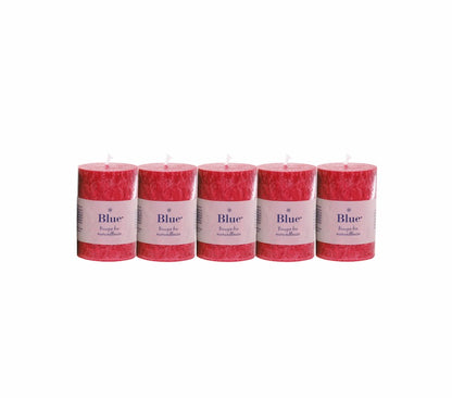 Petite bougie cylindrique rouge 56 x 80 mm 174 g Blue 6 pièces